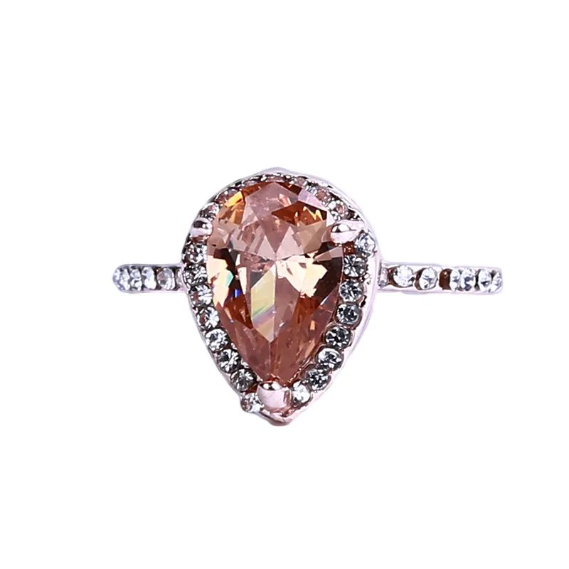 Wedding Ring Set Rose Gold Pear Cut Engagement Ring BandAnniversaryMoissanite Ring SetBridal Size 510 Irish Ring6189924