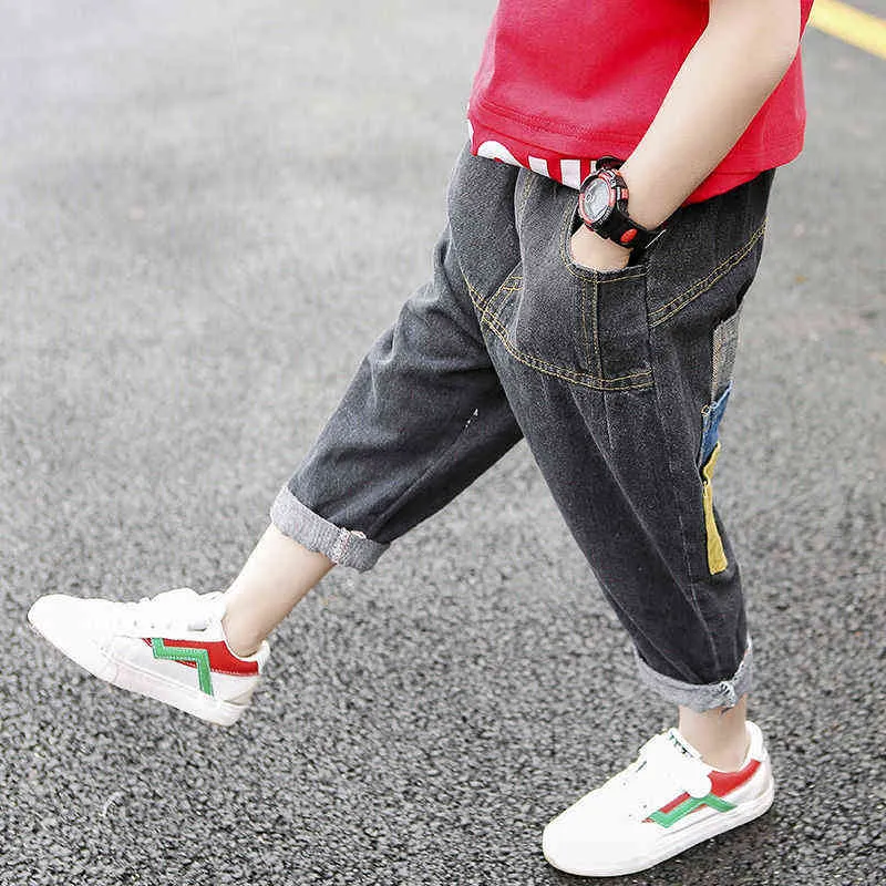 2 3 4 5 6 Years Boy Jeans Fashion Multicolor Multi-pocket Denim Pants Toddler Baby Boys Harem Pants Spring Autumn Trousers New G1220