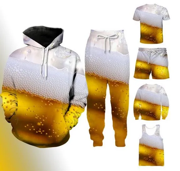 2022 Nowe Piwo Drukowane Moda 3D Mężczyźni / Kobiety Fajne Wzór Bluza / Koszulka / Koszulka / Kamizelki / Spodnie / Szorty