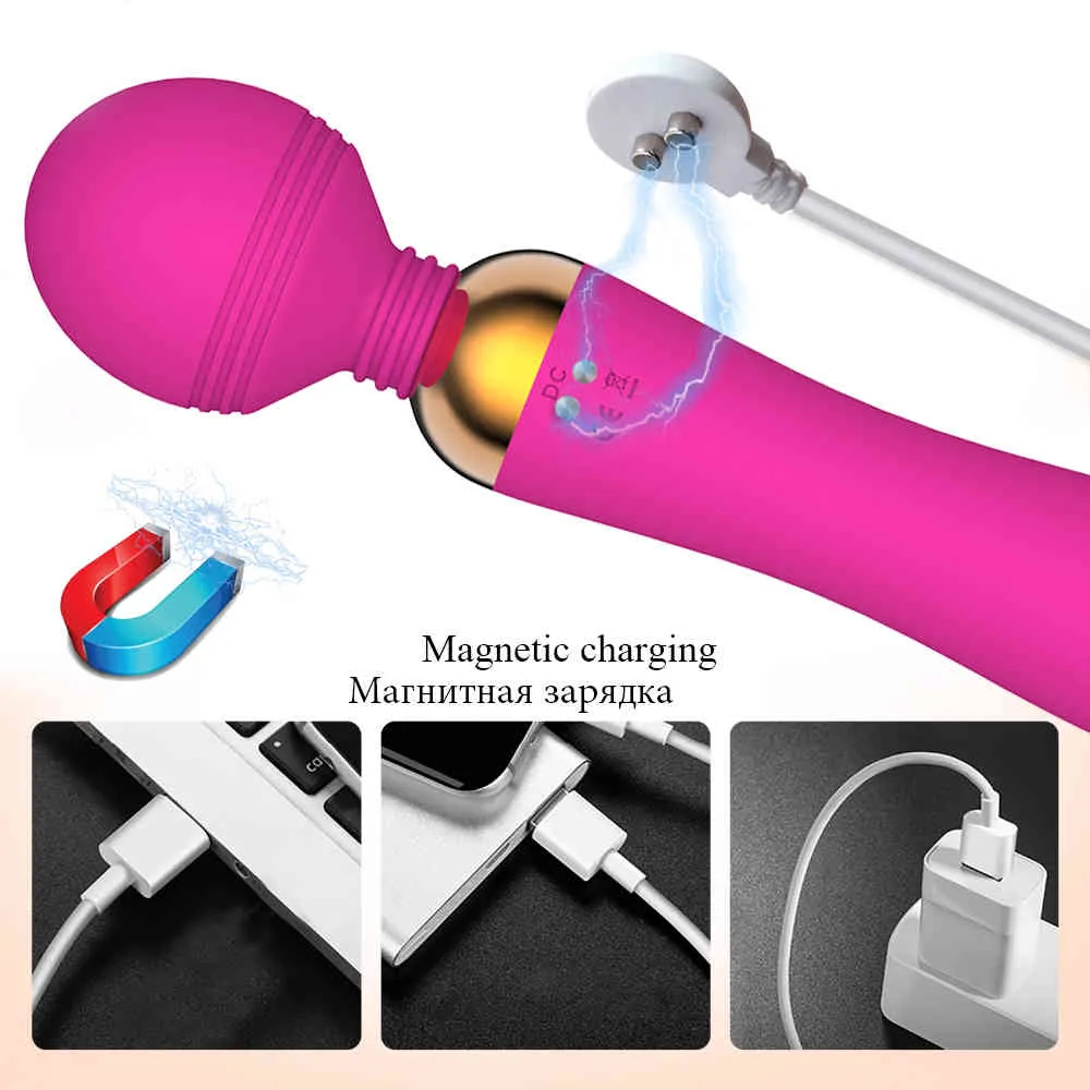 Nxy Sex-Vibratoren, Masturbatoren, magnetische Aufladung, Dual-Motoren, Dildo-Vibrator, Av Toverstaf, G-Punkt-Massagespielzeug für Frauen, Klitoris-Stimulation, Erwachsenenartikel, 1013