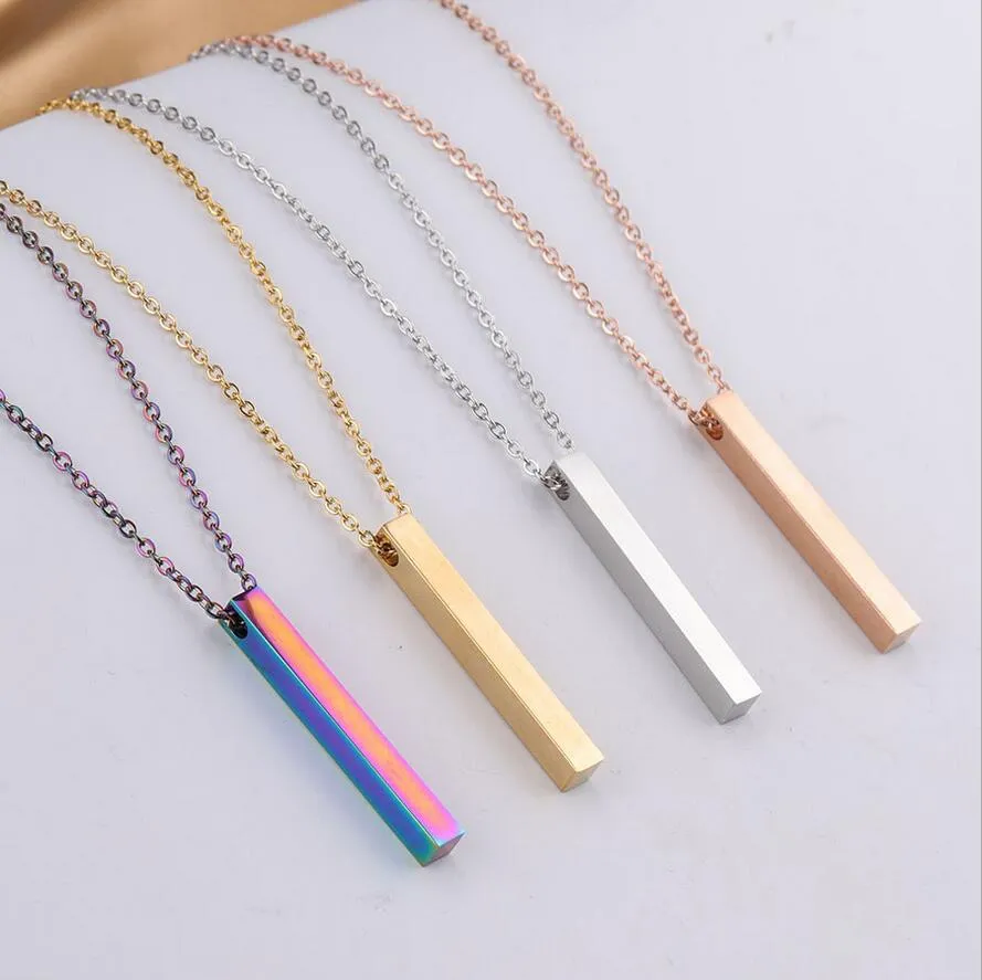 / bijoutiers ensembles pendentif en acier inoxydable à longue barre de barre y-chaîne classique simple collier en acier personnalisé sans collier
