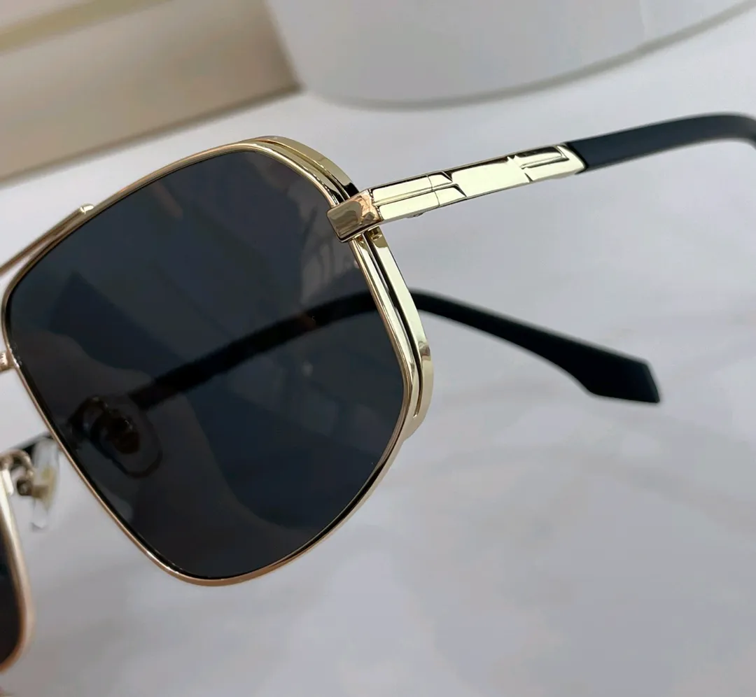 Óculos de sol vintage escudo piloto para homens, óculos de sol dourado metal cinza 58y, óculos esportivos envoltórios, óculos uv com box251c