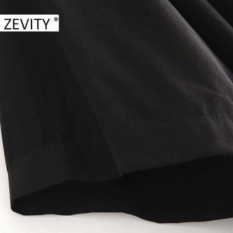 Zevity Women Eleganckie Collar Collar Casual Luźne Czarne Smock Koszula Bluzki Kobiety Batwing Rękawem Femininas Kimono Blusas LS7235 210603