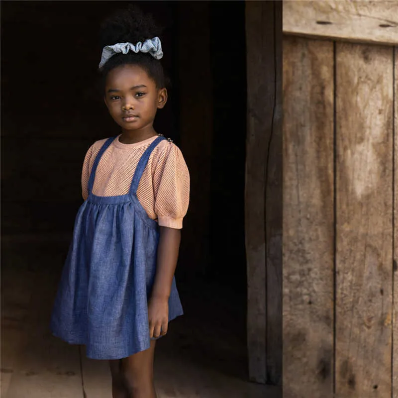 Pamuk ve Keten Kaliteli Çocuk Kızlar Yaz Kolsuz Elbise Marka Tasarım Soor Ploom Çocuk Giyim Güzel 210619