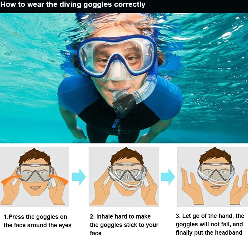 Snorkels Snorkels Swimming Diving Scuba Tube Anti-Fog and Breath Scash Howsists Easy Grose Glasses Anti Masks237K