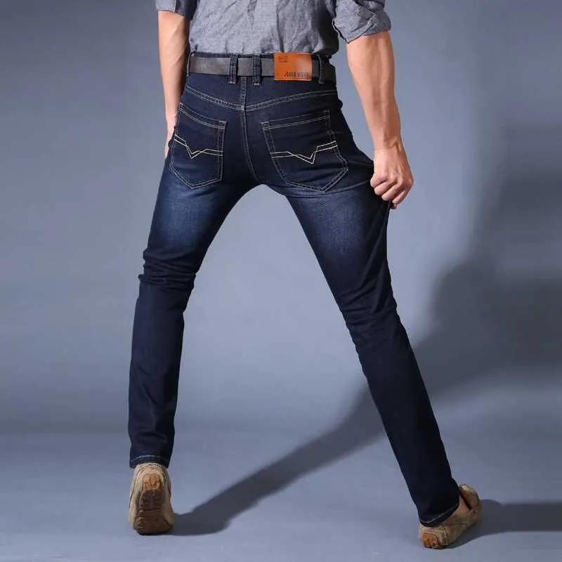 Autunno Uomo Business Classic Jeans Plus Size 40 Homme Pantalones Hombre Soft Elastic Blue Denim Tuta Pantaloni da uomo X0621