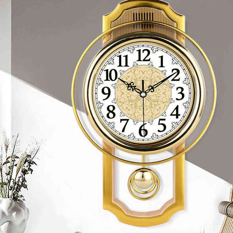 Große Vintage Wanduhr Luxus Pendel Einfache Stilvolle Wohnzimmer Uhren Nordic Kreative Wand Uhren Horloge Wohnkultur C60ZB 211110