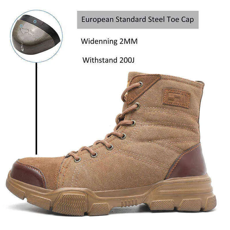 SUADEX Safety Work Boots Shoes For Men All Season Anti-smashing Steel Toe Cap Indestructible Working 211217