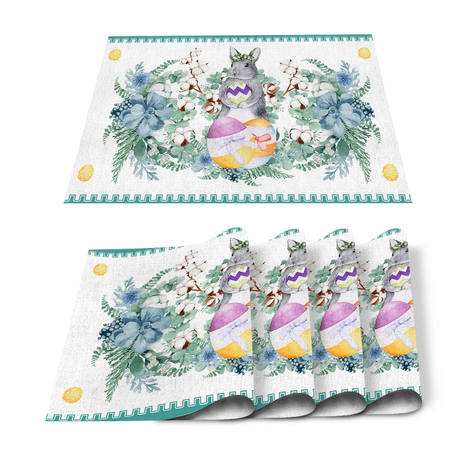 Easter Cotton Egg Bunny Table Runner Wedding Decoration Home Decor Kitchen Runners And Placemats 210709