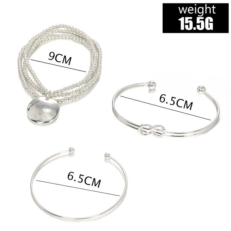 Bracelets de charme Noter Fashion / Set Bracelet Homme 4mm Argent Cuivre Perlé Braslet Mâle Pendentif Braclet Ouverture Fine Bangles277z