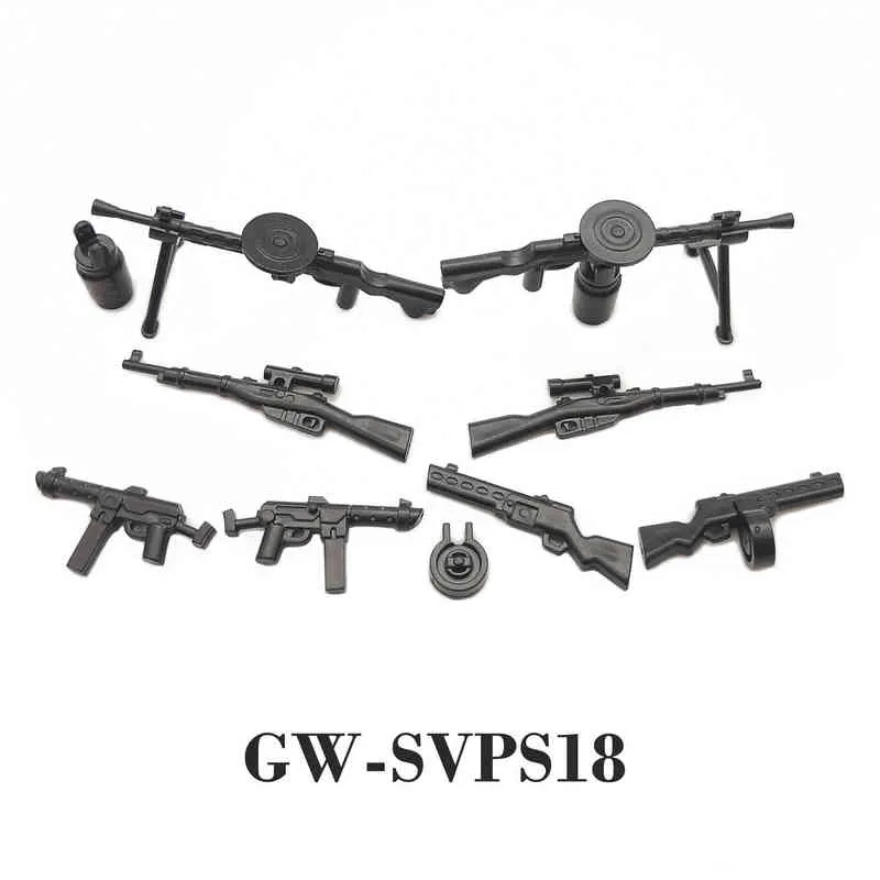 WW2 Waffen Kar98K PPSh41 MP40 Gewehr DIY Waffe Militär Soldat Figur Playmobil Modell Baustein Ziegel Kinder Kind Geschenk Spielzeug y1130