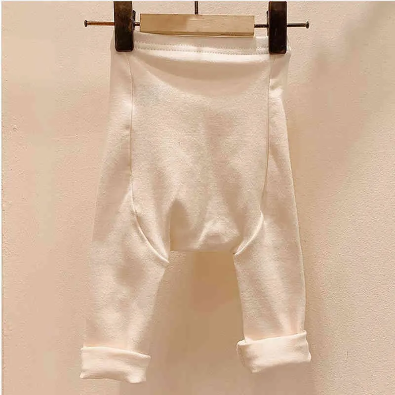 Pantalones para bebés Ropa para niños Nacidos Nacidos Simple Color Sólido Leggings Niños Niñas Pantalones de algodón de cintura alta 210515