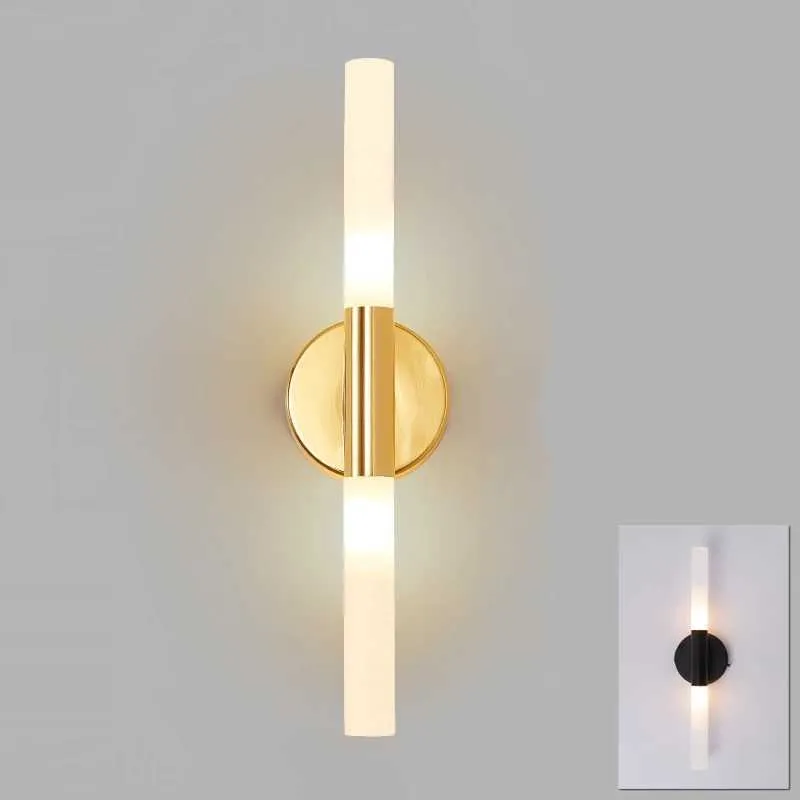 Modern Nordic metal tube pipe up down LED wall lamps for living room Bedroom foyer Living room home restaurant wall lights lamp 210724