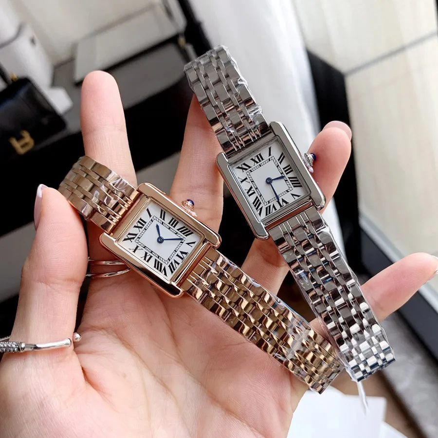 Marque de mode montres femmes fille Rectangle chiffres arabes cadran Style acier métal bonne qualité montre-bracelet C64277f