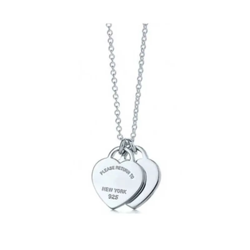 Collier classique avec pendentif en forme de cœur, Double chaîne, en argent Sterling 925, or Rose, 45cm, bijoux cadeaux pour vos proches