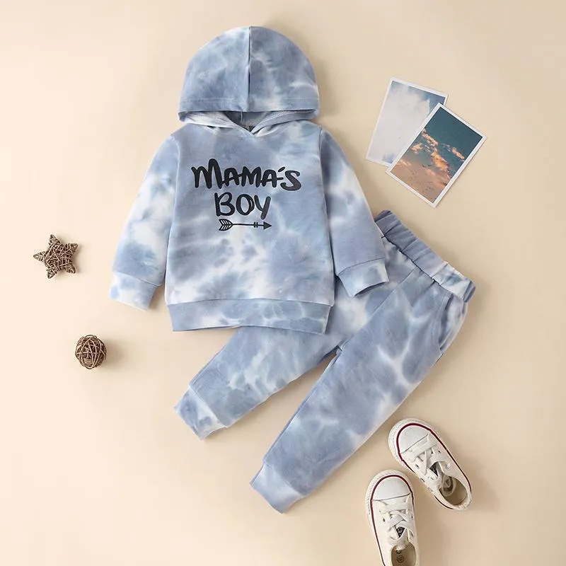 Herfst Winter Kids Tie Dye Kleding Sets Jongens Letter Print Outfit Peuter Lange Mouw Hoodie Pak