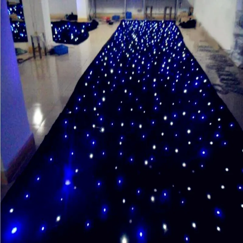 3x6m Blue-White Color LED-stjärna gardinpartiedekorationssteg bakgrundsduk med DMX512 belysningskontroll för bröllopshändelse242p