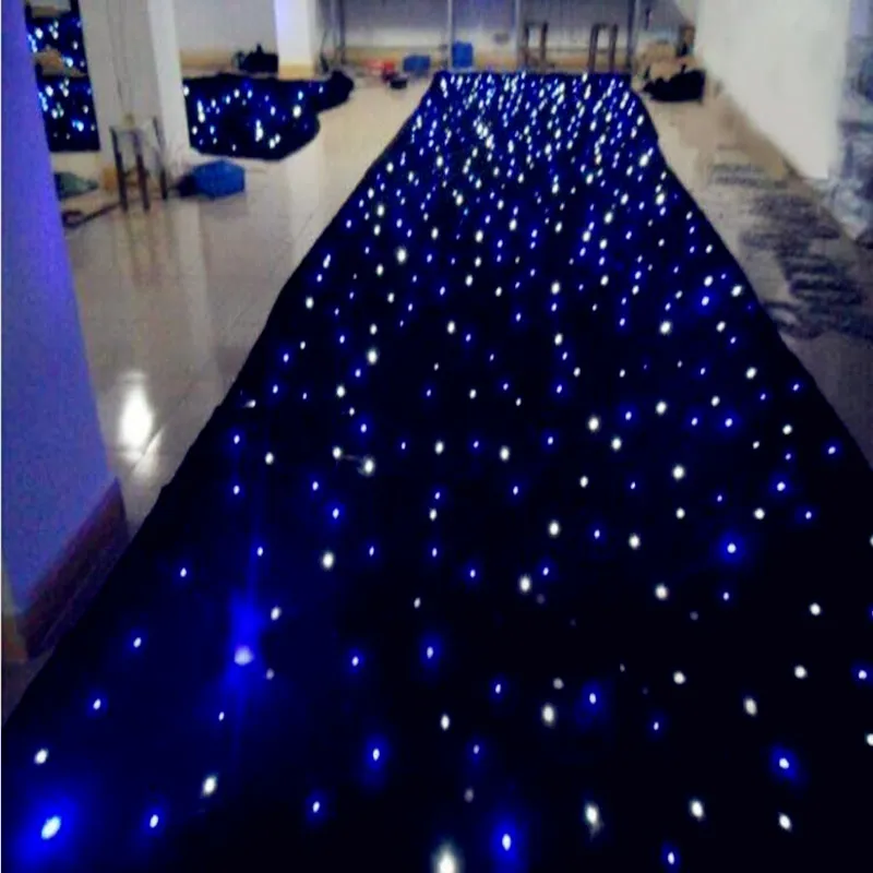 3x6m cor azul-branca led estrela cortina festa decoração palco pano de fundo com controlador de iluminação dmx512 para casamento event256n