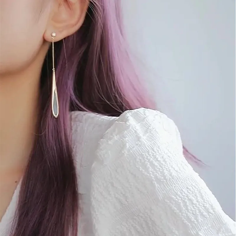 Dangle Zircon Water 925 Sterling Silver Drop Long Tassel Boucles d'oreilles pour les femmes Dainty Korean Fashion Jewelry