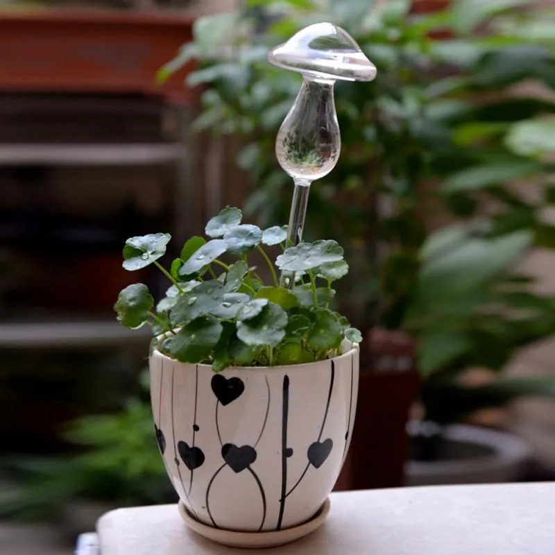 Vases Lovely Glass Waterer Self Watering Globes Bird Shape Hand Blown Clear Aqua Bulbs Plant Mushroom Design341a