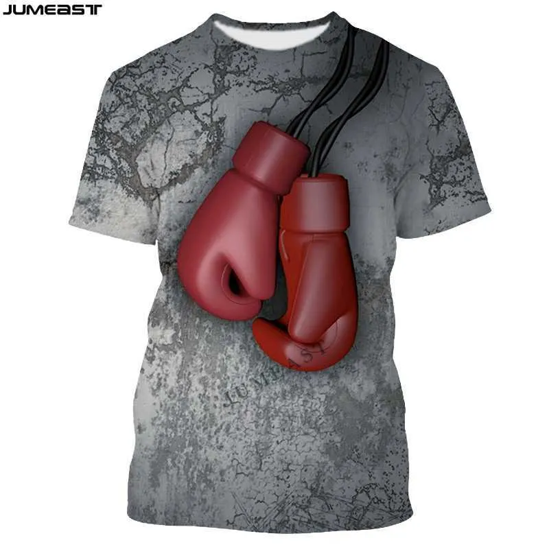 Jumeast Marke Männer Frauen 3D Gedruckt T-Shirt Hängende Boxhandschuhe Kurzarm Mode T-shirt Sport Pullover Sommer Tops Tees 210706