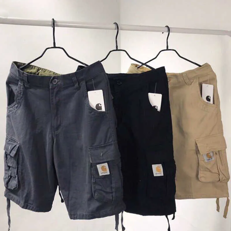 2021 Nouveaux shorts cargo pour hommes d'été Pantalons décontractés multi-poches Pantalons à cinq points à six poches Jogger Pantalons de survêtement X0628