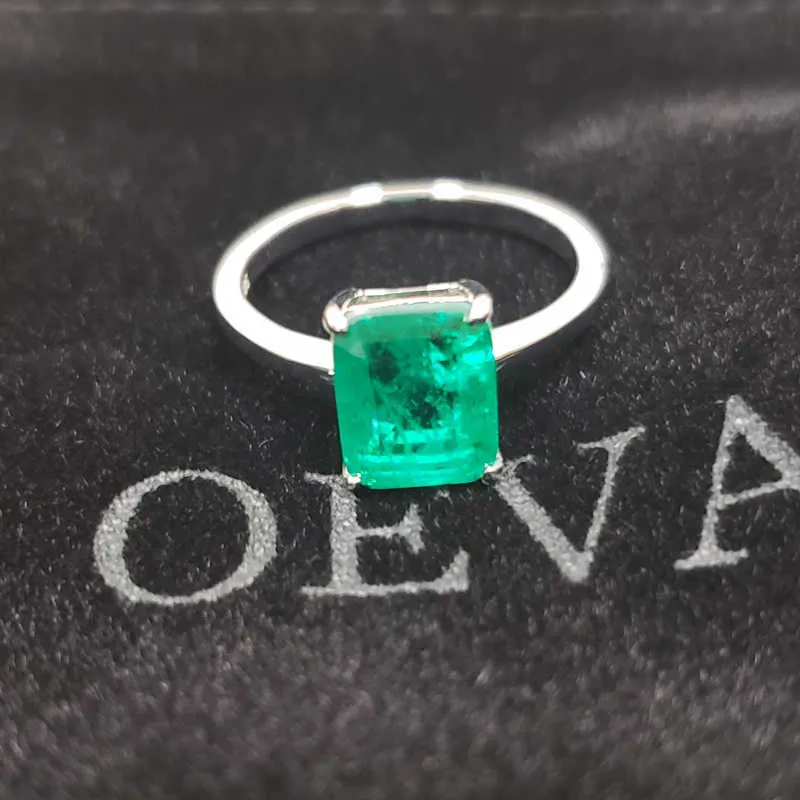 Oevas sólido 925 prata esterlina anéis de casamento para mulheres espumante esmeralda alto carbono diamante festa de noivado jóias finas gift2963