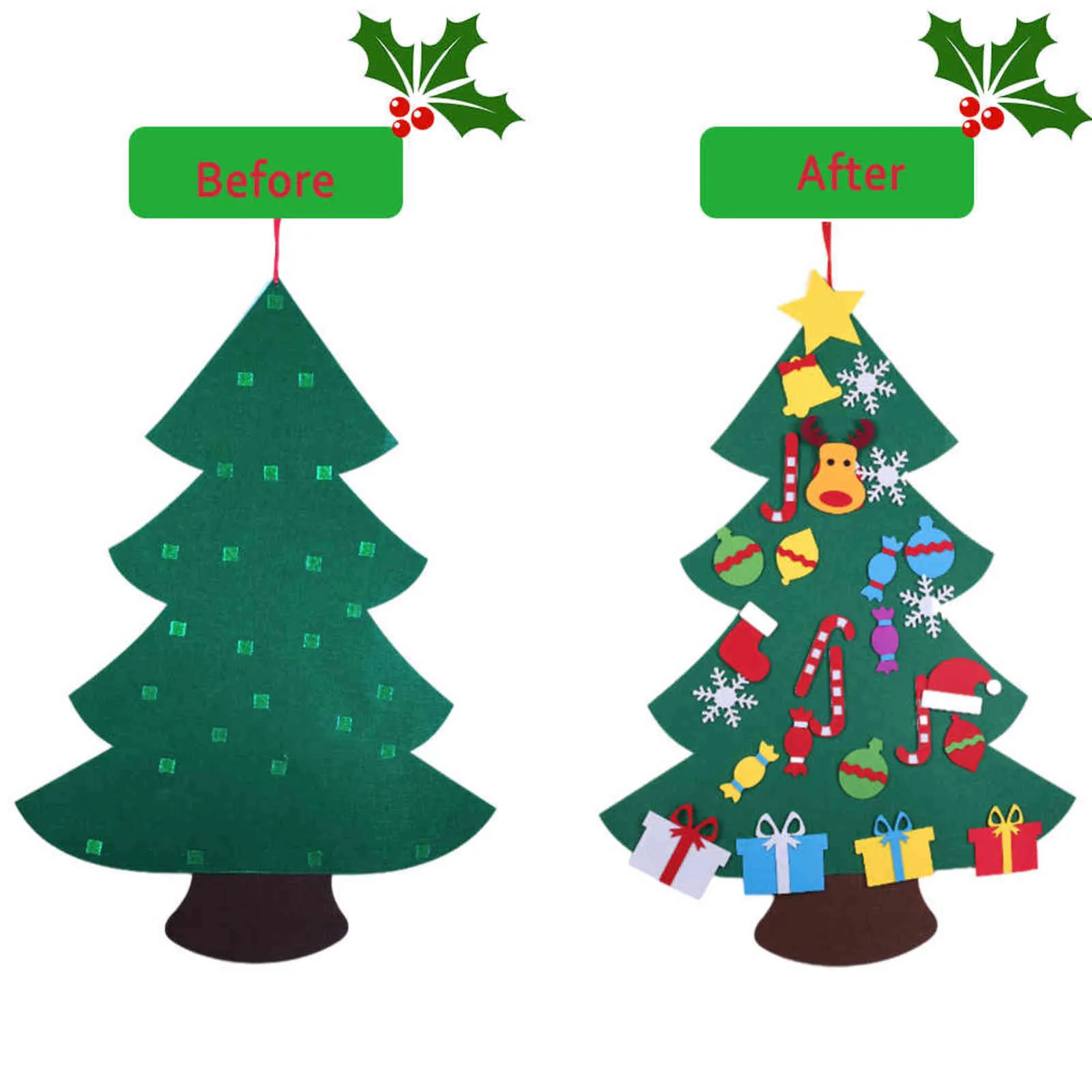 Дети DIY войлочные рождественские рождественские украшения для дома Навидад Год подарки Рождественские украшения Санта-Клаус Рождество 211104
