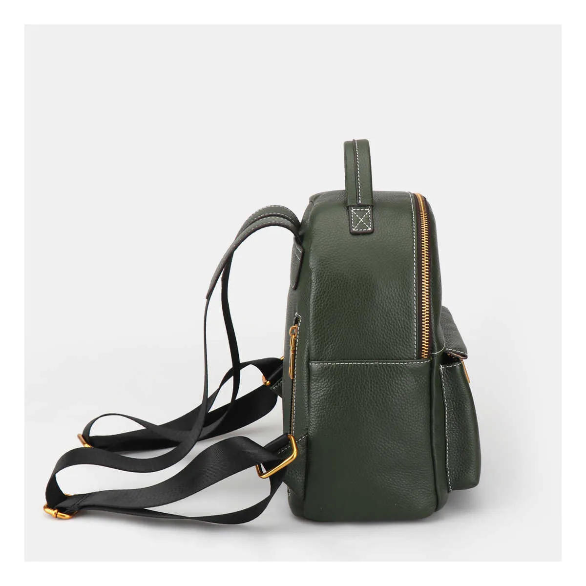 2021 Cuir de vachette souple Femmes Sac à dos Mode Dames Petits sacs à dos Vert / Noir Sacs à bandoulière Simple Femme Q0528