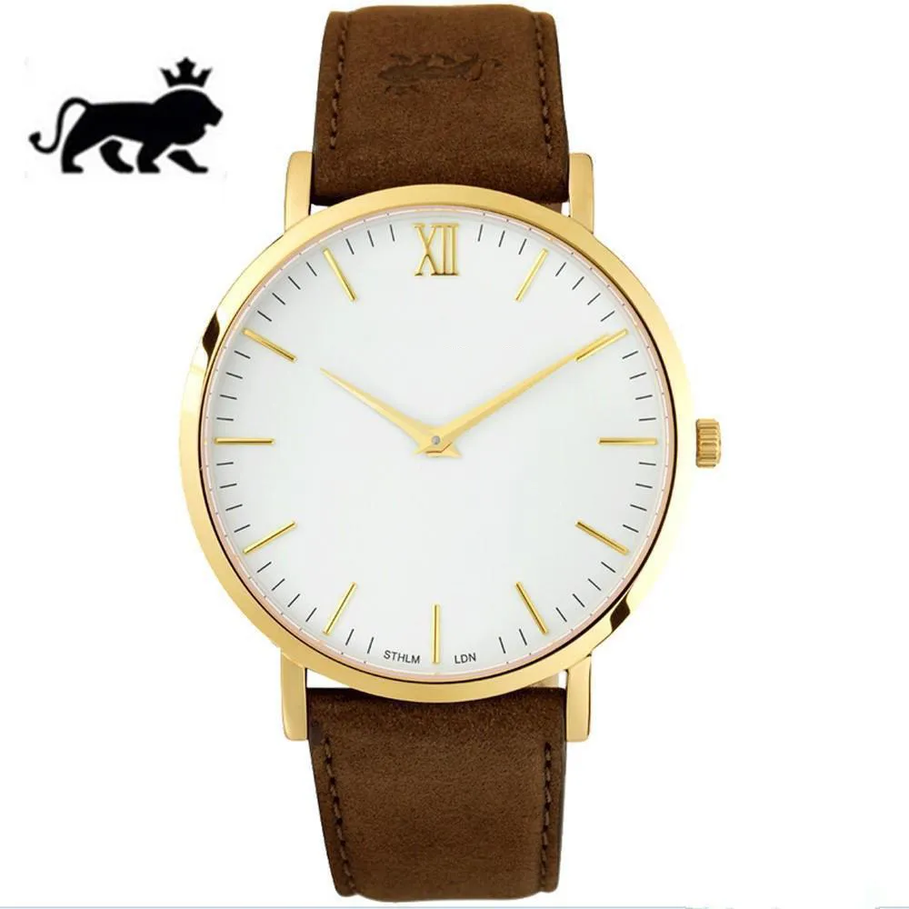 Moda słynna markowa męska zegarek LJ 40 mm wzór kwarcowy skórzany pasek zegarki Sports Classic Clock Masculino246b