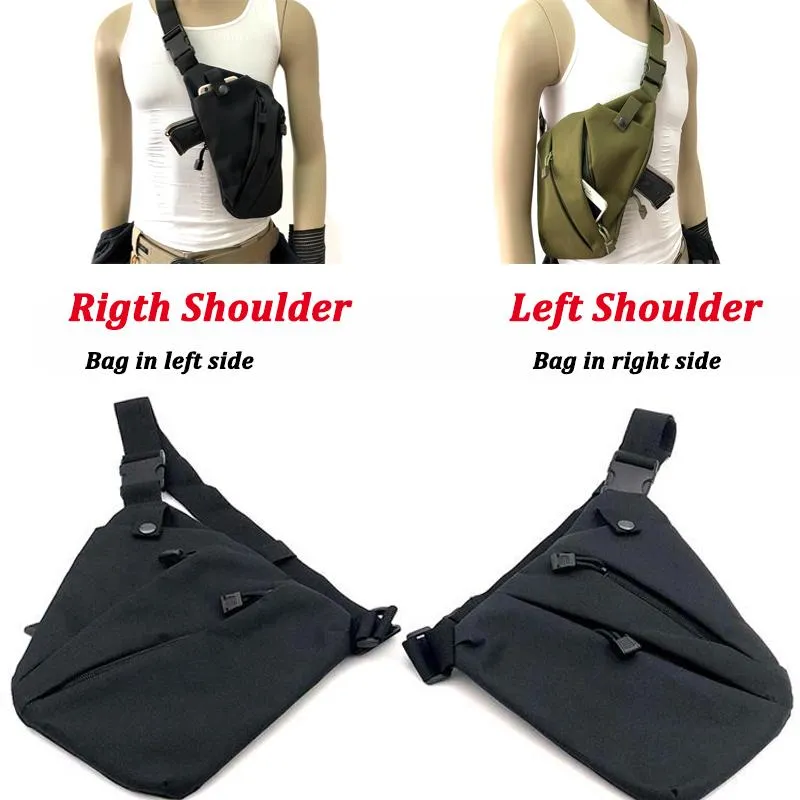 Stuff säckar nylon taktisk förvaring pistol bär väska pistol hölster höger vänster axel anti-stöld dolda bröst för cykel vandring268a