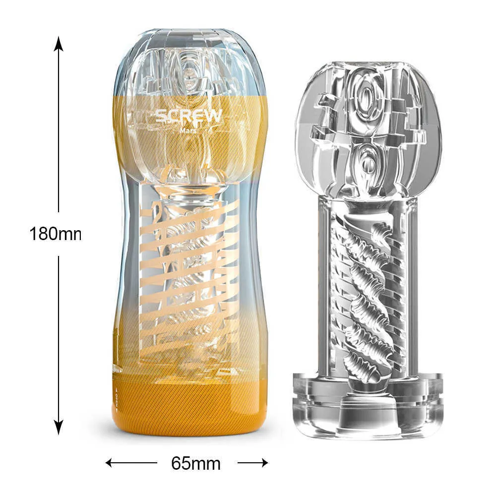 Olo vliegtuigen vagina seksspeeltjes voor mannen echte kut volwassen producten mannelijke masturbator cup spiraalvormige transparante vacuüm sex cup p0814
