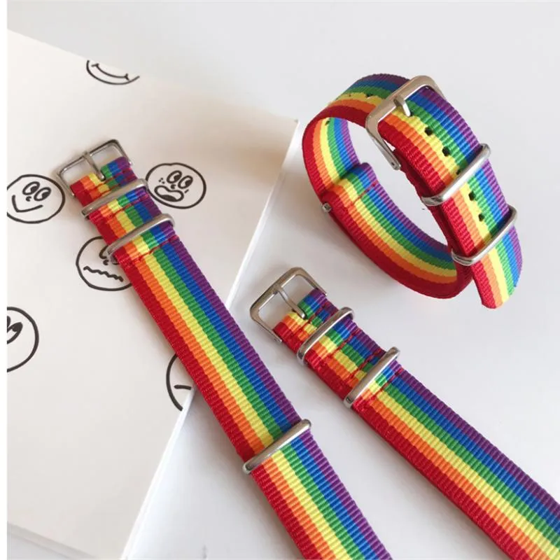 Watch Bands Pride Rainbow Watchband 18mm Nylon Strap Men Women Accessory Bracelet 20mm Watchstrap 22mm Belt 24mm Drop247n