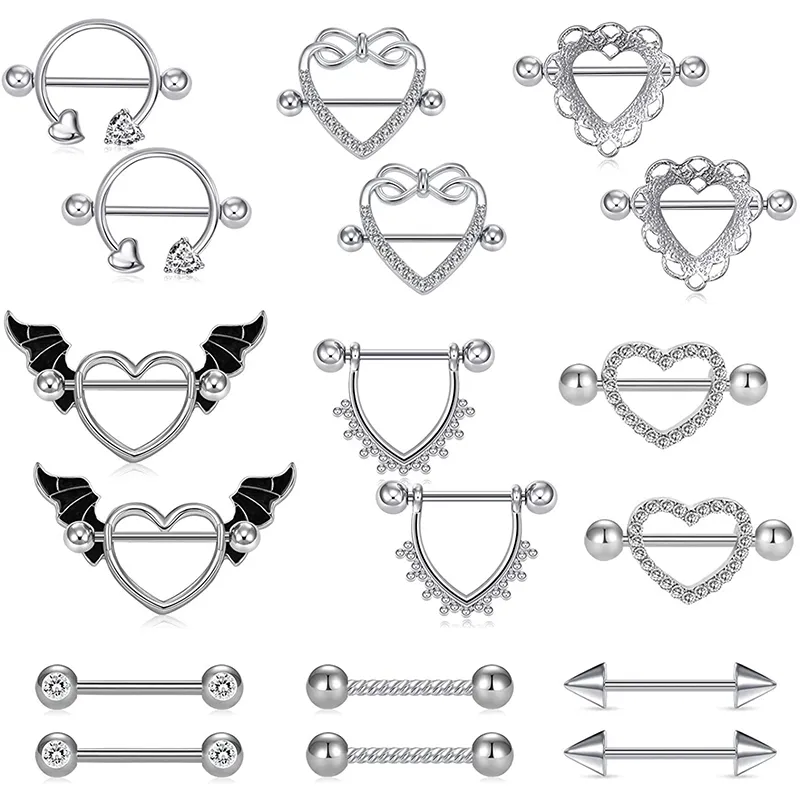 Barbell CZ Heart Shape For Women Girls Tongue Ring Piercing Body