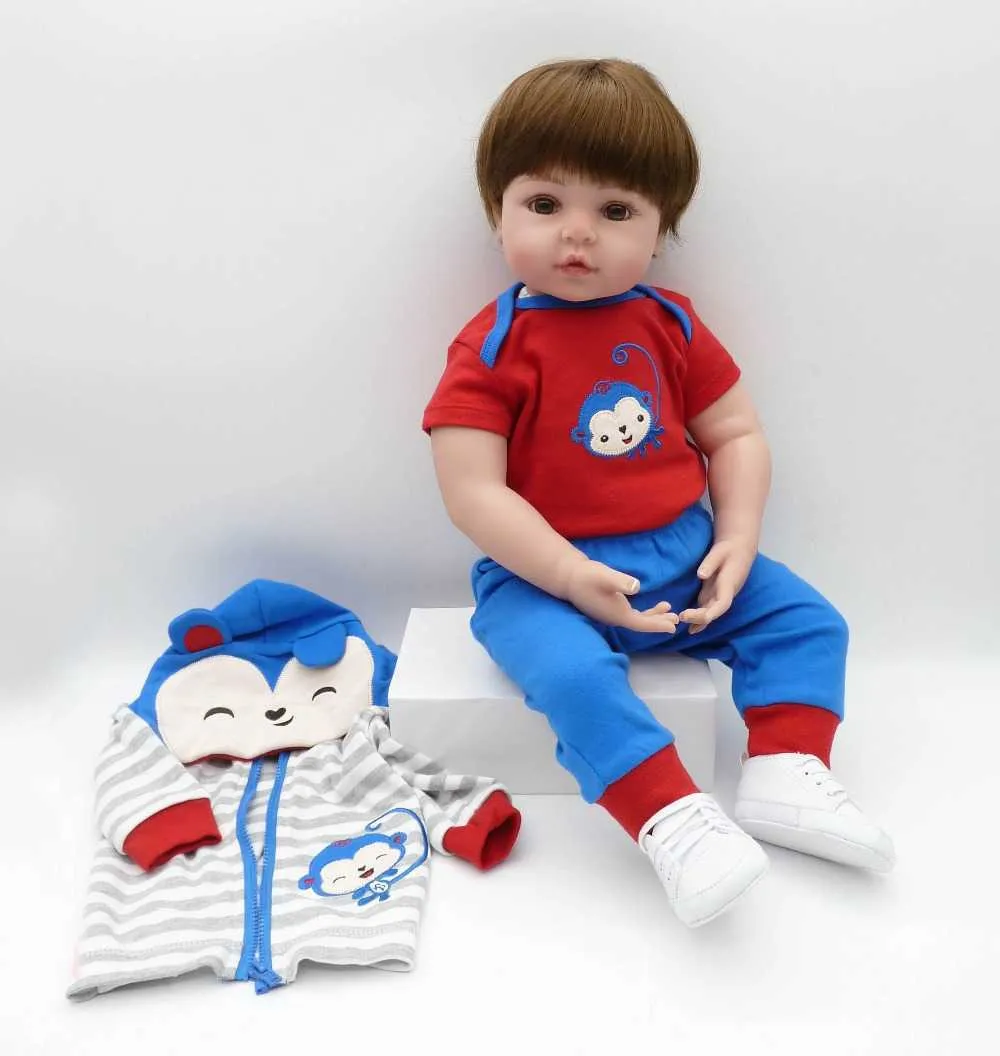 47cm bébé jouet poupées en silicone souple vinyle Bebe Reborne Menino poupées jouets maison jouer enfant vacances cadeau LoL Q0910