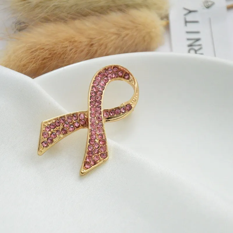 Pink Rhinestone Bottie Spettame il carcinoma mammario del nastro con perno di consapevolezza spilla spillo Pinlapel Pinlapel Badge gioielli8548726