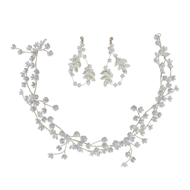 Petite fleur blanche couronne de mariée perles de vigne femmes bijoux filaire mariage bal cheveux diadème bandeau accessoires