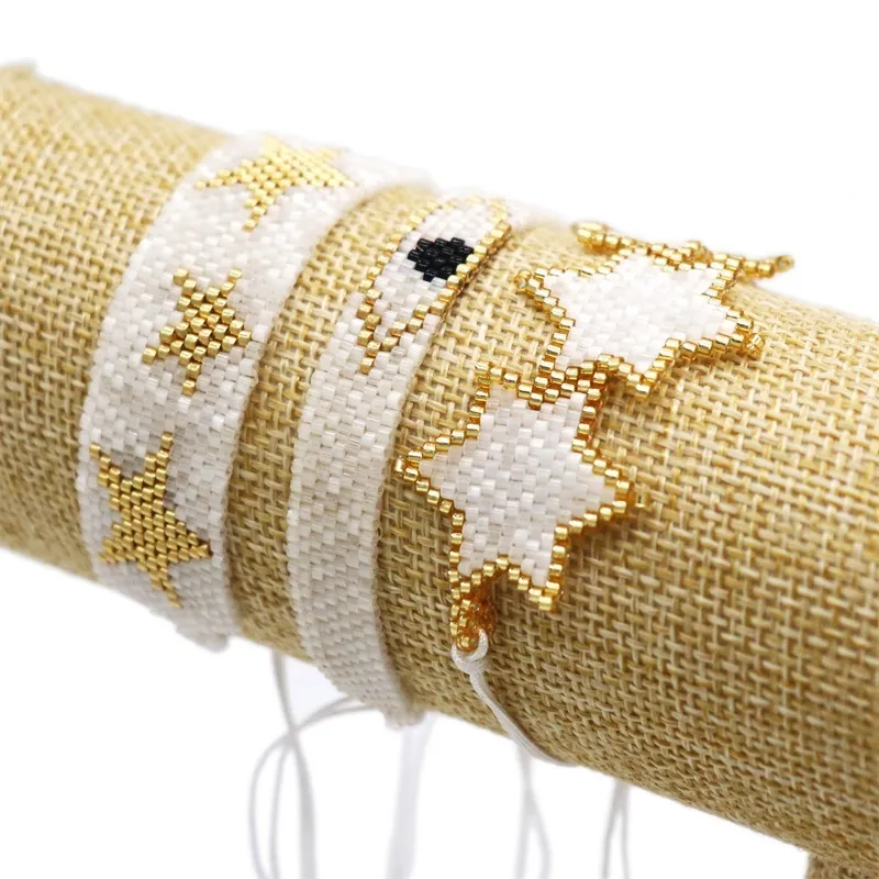 GRAPES MIYUKI Bracelet For Women Trendy Jewelry Star Pulseras Mujer Moda 2021 Turkish Evil Eye Bracelets Handmade Loom Woven