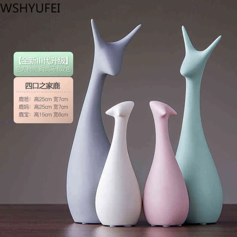 Ceramic animal vase like swan deer ornament bookcase crafts home living room office desktop figurine decoration 211108