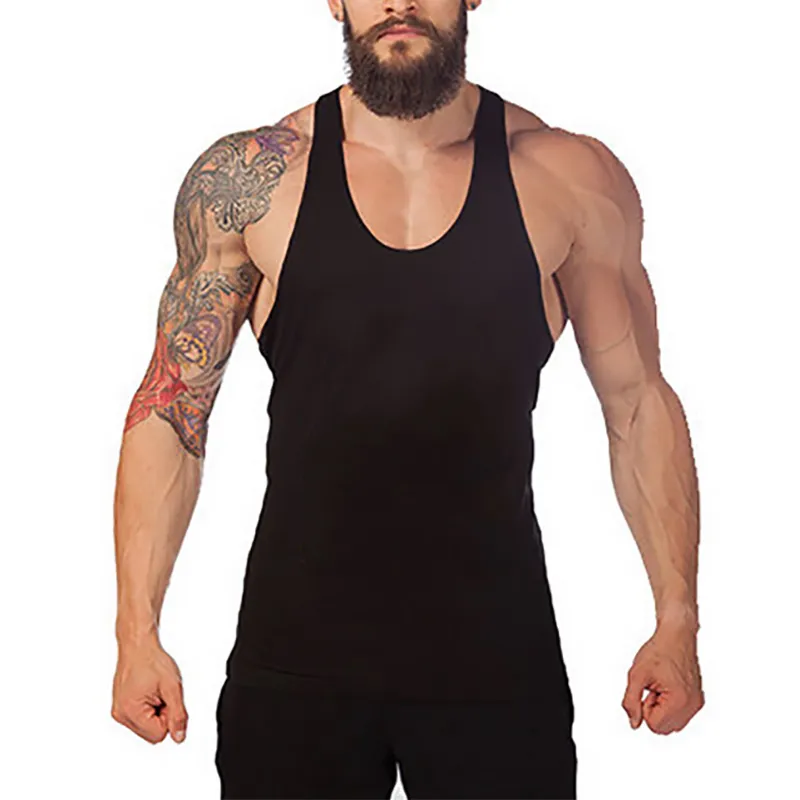 MuscleGuys Bodybuilding Merk Tank Top Mannen Gyms Stringer Tanktop Fitness Singlet Mouwloze Shirt Workout Onderhemd Kleding 210421