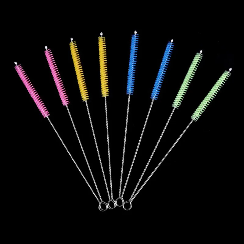 1000 pièces 4 couleurs paille brosse de nettoyage réutilisable écologique en acier inoxydable paille à boire nettoyant brosse doux cheveux outil de nettoyage