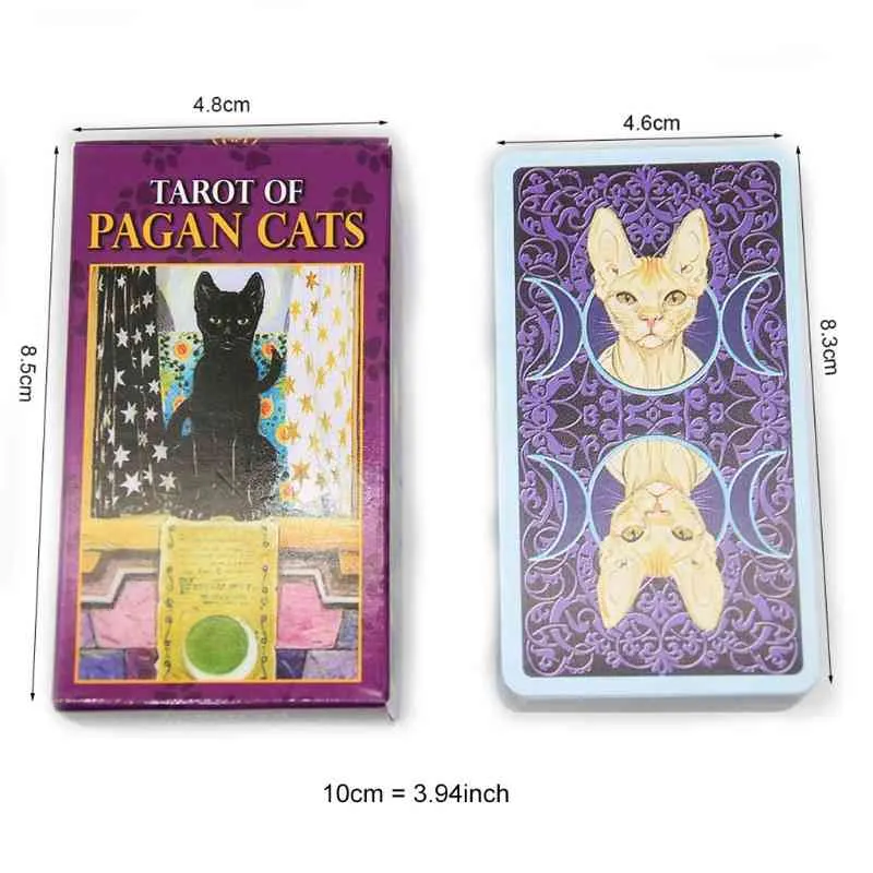 Geneic 78 cartes Deck Tarot des chats païens jeu de société de fête en famille anglais complet Oracle astrologie Divination carte du destin