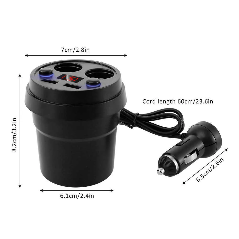 Bil cigarettändare 2-vägs Multi Charger Power Adapter med LED Light Cigarette Lighter Splitter Socket för iPhone / iPad / Android