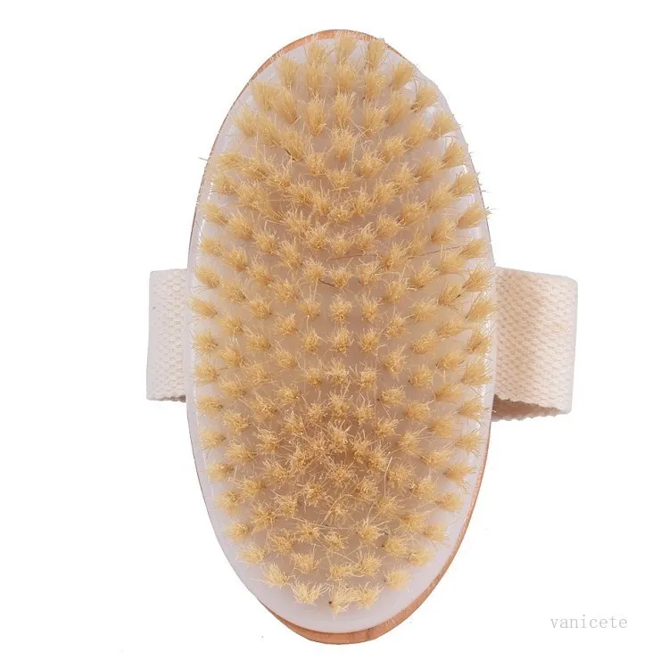 Brosse de bain peau sèche corps doux poils naturels SPA les brosses en bois bain douche brosse à poils sans poignée accessoires de salle de bain T2I52093