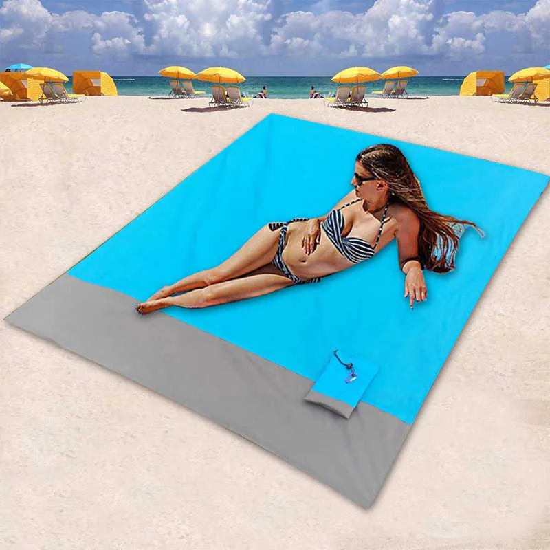 Portable Picnic Beach Mat Pocket Large Towel Anti Splash Water Blanket Ground tress Outdoor Camping Tent 210728