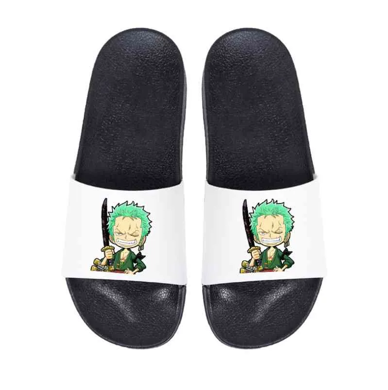 Männer gleitet rutschfeste japanische Anime einteilig Luffy männliche Hausschuhe Flip Flops Sommer Strand Frauen Haus Badezimmer Sandalen im Freien Y0427