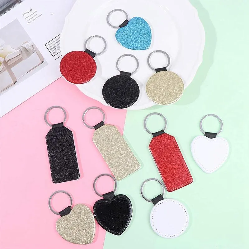 Keychains Sublimation Blanks PU Leather Heat Transfer Keychain With Key Rings DIY Blank301Q