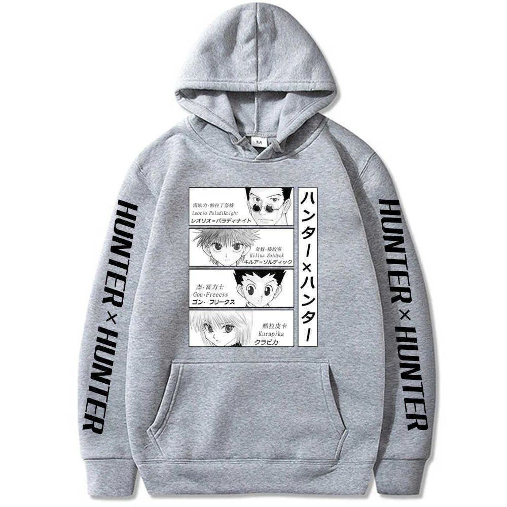 Sıcak Anime Hunter X Hunter Baskı Hoodies Tişörtü Harajuku Leorio Paladiknight Kürapika Killua Zoldyck Arkadaş Top Basit Sınıf H0910