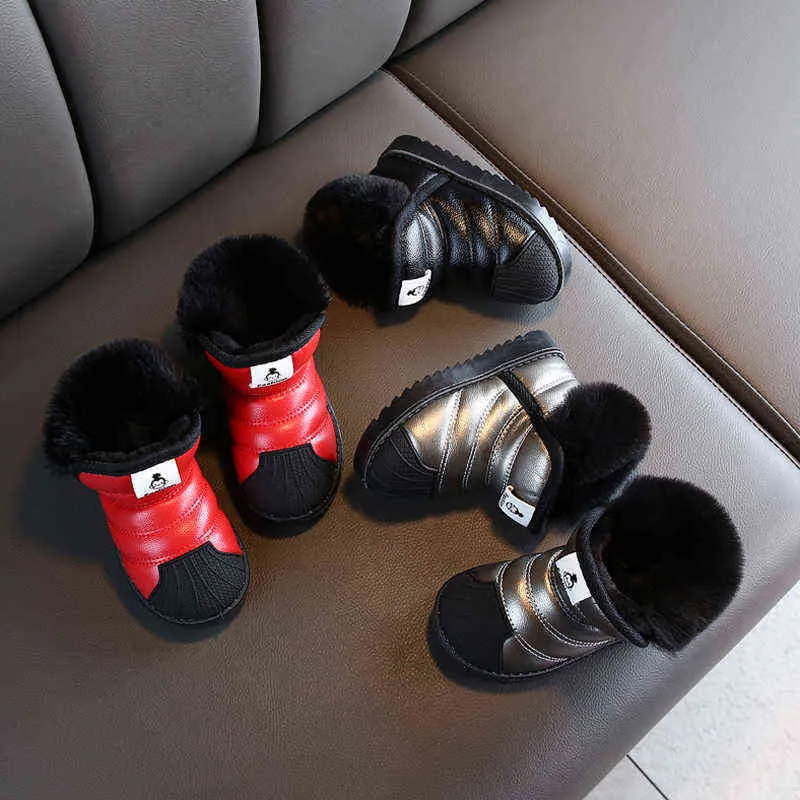 Winter baby meisjes jongens sneeuw laarzen warme outdoor kinderen waterdicht antislip kinderen pluche baby katoenen schoenen 211227