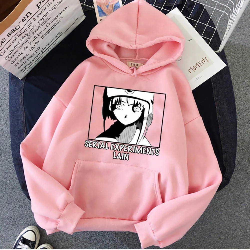 Serielle Experimente Lain Print Anime Frauen Männer Sweatshirt Kawaii Hoodies Y0804